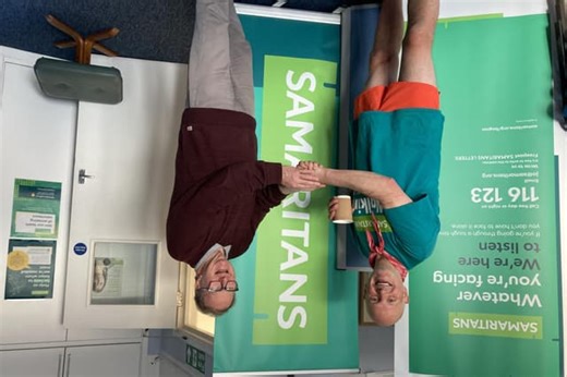 Volunteer stops off at Samaritans branch in Bognor Regis on epic 6,100 mile walk