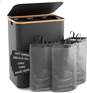 Dark Grey laundy basket 150L Extra Large Laundry Hamper with Lid