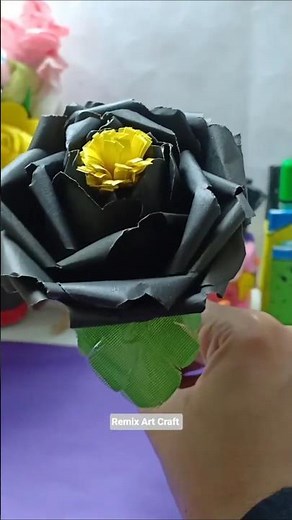 DIY Black Rose 🌹 With paper Easy to make Try it #rose #diy #art #art