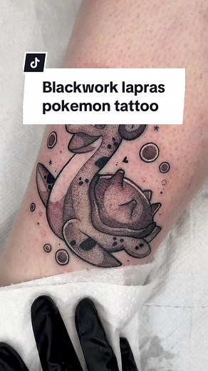 Blackwork Lapras Pokemon Tattoo