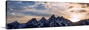 CANVAS ON DEMAND Panoramic Teton Range in the Morning, Grand Teton National Park, Wyoming Canvas Wall Art Print by Circle Capture, Home Decor, United States Artwork,60" x20in