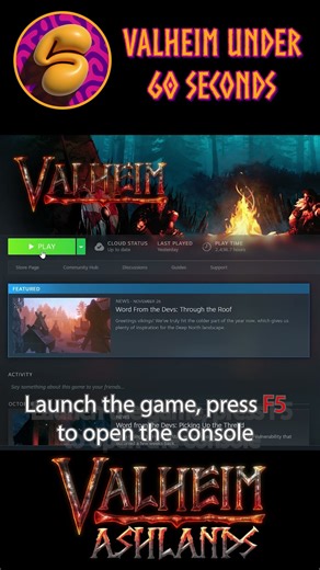 Devcommands and Debugmode - Valheim under 60 seconds