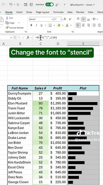 How to create a REPT Chart in Excel! #excel #spreadsheet #corporate | Excel