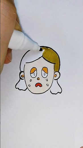 Easy draw Emoji Crying face girl #drawingtutorials #easydrawings #drawingideas #emojidrawing