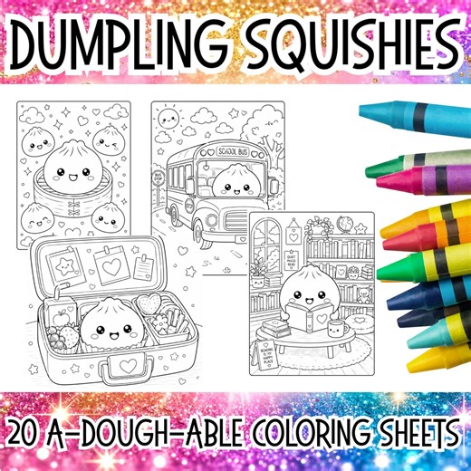 Squishy Kawaii Dumpling Coloring Pages Bundle - Etsy