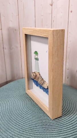 5x7-0101 Sea Glass Art Featuring a Lighthouse on a Cliff. - Etsy