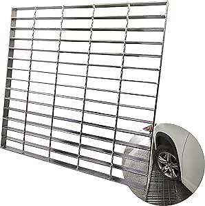 Galvanized Steel Drain Grate 18x18 in, B-Class 28100 lbs Heavy-Duty Driveway Channel Cover, Outdoor Trench Drainage Grate, Silver Square Metal Sewer Cover for Garage, Light Vehicle Traffic