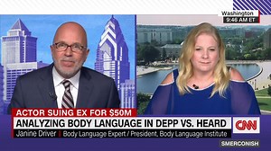 Veteran body language expert Janine Driver says Johnny Depp is hugging his attorney in the courtroom "to get Amber's goat," that Heard's crying is "bad, bad acting," and that the "case is nuttier than a Snickers bar." https://cnn.it/3LwNLWl | CNN International