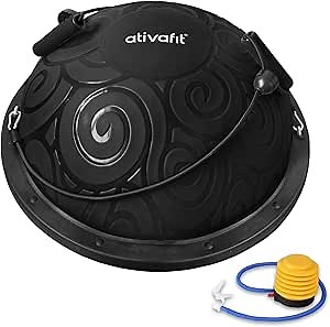 Ativafit Balance Ball Half Exercise Ball Balance Trainer Inflatable Yoga Ball for Home Gym Workouts Core Strength Fitness Half Ball with Resistance Bands, Pump, Support to 660 lbs