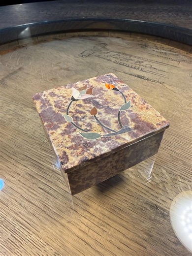 Vintage Stone Inlay Jewelry Box, Floral Trinket Box - Etsy