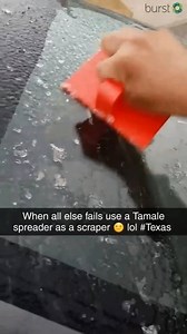 Okay, this might be the most Texas of all the makeshift ice scrapers we've seen--a tamale spreader! Send us your videos here: burst.com/cbsaustin | CBS Austin