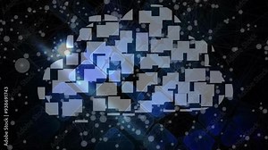 Cloud computing concept animation over network of connections and data points