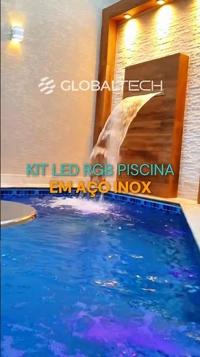 Kit led rgb piscina em aço inox