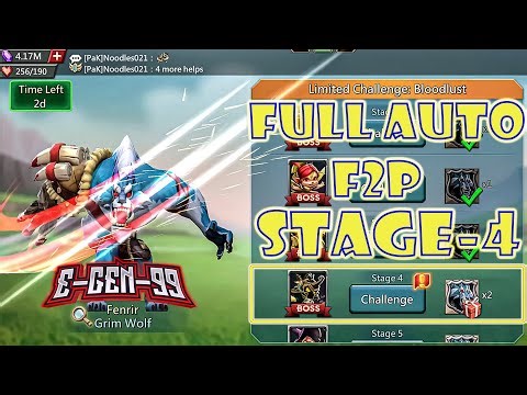 Lords Mobile Limited Challenge Bloodlust Stage 4 FULL AUTO Grim Wolf Stage 4 F2P Guide