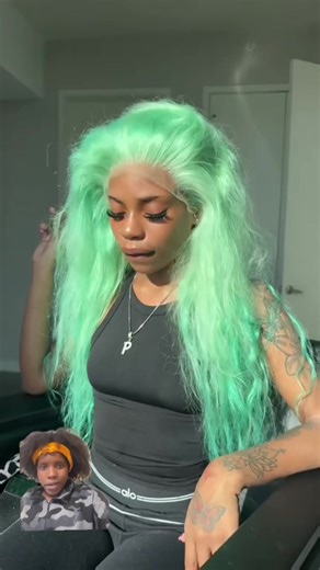 YT: #mahoganygee . Reacting to this mint green wig install on Pluto the rapper 😍 the lace melt is crazy! 🩵 . . . #mahoganygeereactions #wiginstall #bigpluto