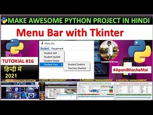 Menus & Submenus In Tkinter Python - Python Tkinter GUI Tutorial In Hindi #16