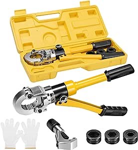 VIVOHOME Hydraulic Copper Tube Fittings Crimping Tool with 1/2", 3/4" and 1" Die Sets, Press Crimper for Viega Copper, Pro-Press, Elkhart and Conex Pipe Fittings