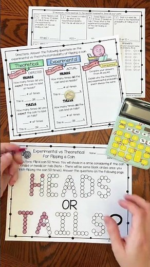Flipping a coin to learn the difference between theoretical and experimental probability! #math