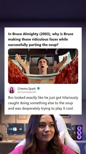Bruce Almighty 2003 Bruces Humorous Facial Expressions While Parting the Soup