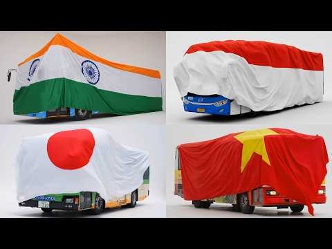 Buses from Every Asian Country |India, Japan, Vietnam, Korea, China, Indonesia | Vehicle Name
