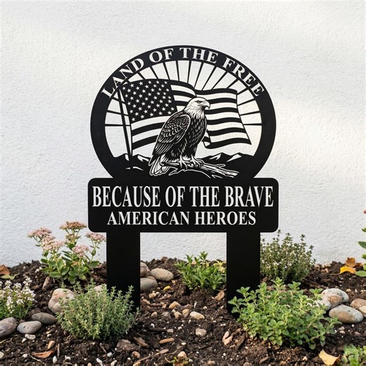 Personalized Metal Patriotic Yard Sign, USA 250th Anniversary Eagle Flag Garden Stake, Outdoor Memorial Tribute Sign for Veteran, Yard Decor - Etsy