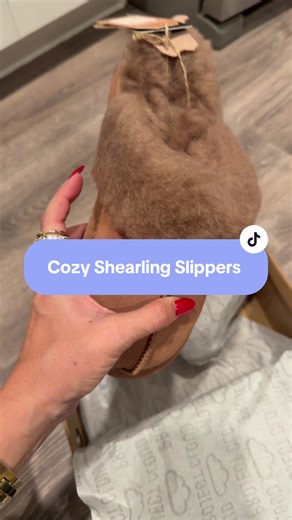 Fuzzy shearling slippers that feel like walking on clouds ☁️✨ Memory foam insole, non-slip sole, and warm suede comfort for cozy mornings & long days at home. Perfect holiday gift for her! #fuzzyslippers #shearlingslippers #slippers #cozyhomeessentials #tiktokshopcreatorpicks