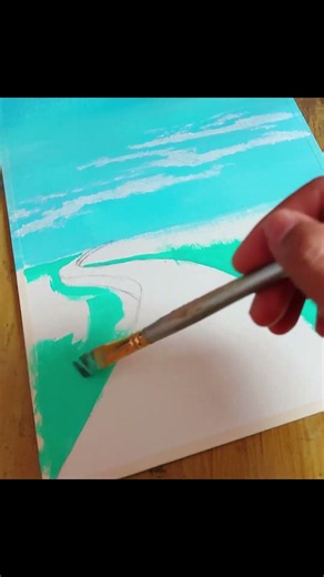 How to Paint a Tropical Landscape & Clear Sky (Part 1) 🏝️ | Easy Acrylic Tutorial # #painting