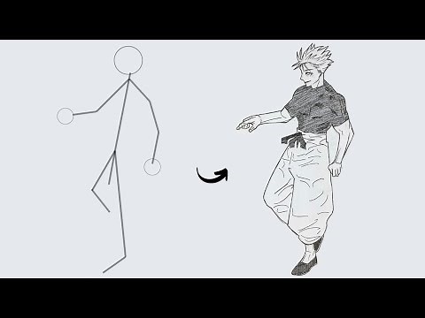 How to draw Gojo Satoru Full Body out of Stick Man | Easy Step by Step