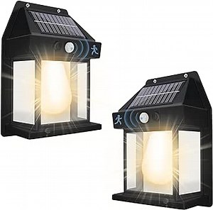 2 Pack Solar Wall Light,Tungsten Wire Induction Wall lamp, Outdoor Solar BulbHanging Solar Wall Sconce Outdoor,for Porch, Yard
