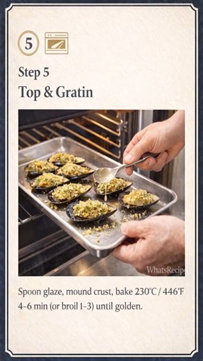 Cozze al Forno, Gratin with Lemon Parsley Crust