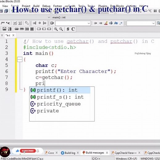 How to use getchar() & putchar() in C Programming | Prof.Antony Vijay #shorts