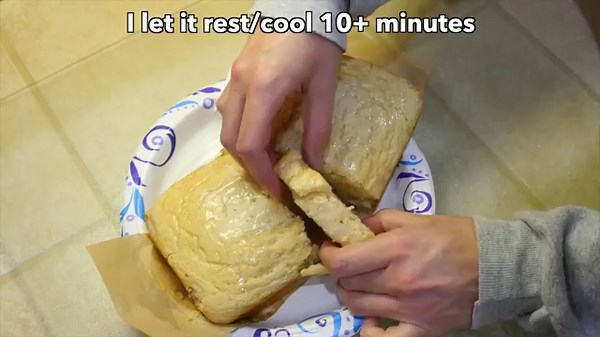 If you bake pancake mix in a bread pan..