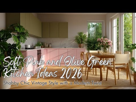Soft Pink and Olive Green Kitchen Ideas 2026 | Shabby Chic Vintage Style with a Modern Twist