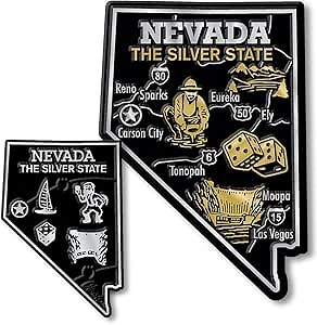 Nevada State Map Giant & Small Magnet Set by Classic Magnets, 2-Piece Set, Collectible Souvenirs Made in The USA