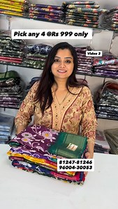 Pick any 4 sarees @Rs 999 only😱Semi chanderi saree comes with contrast pallu and blouse ✨ Video 3 @rs 999/only Ship extra What’s app only 81247-81246 What’s app only 96004-30053 Call only 9042-90-4311 Terms and conditions of Janani’s (Js sarees) Note: Product wil be shipped after 2 to 3days from the date of payment Parcel opening video is mandatory for any damage. Proper opening of video is must... No exchange No return Only for damage and wrong products we do return.. Colours slightly differ d