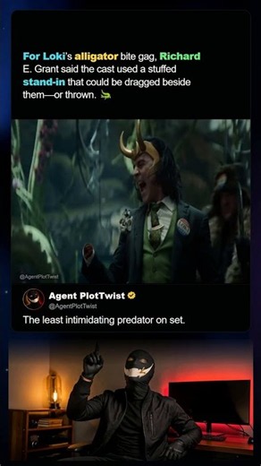Loki’s alligator bite gag had a throwable stand-in 🐊