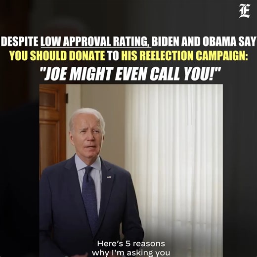 17K views · 2.2K reactions | Despite low approval rating, Biden and Obama say you should donate to his reelection campaign: "Joe might even call you!" READ: https://trib.al/ZwAMvkV | Washington Examiner | Facebook