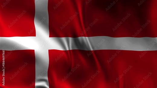 Denmark Flag Full Screen Waving Animation | 4K Smooth background. A high-quality looping animation of a national flag waving smoothly in the wind.