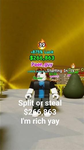 Roblox split or steal #roblox #shorts #rek #top