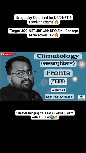 Lec-26 Fronts & Types of Fronts | Geography UGC-NET JRF PhD MPSET MPTET RPSC Lecturer | KPO Sir 🌎🔥