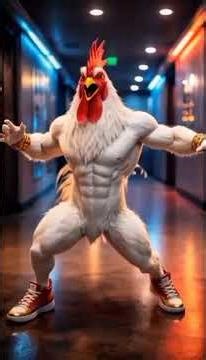 Hip-Hop Dancing Rooster 🐔🔥 | Funky Chicken Dance in Hallway | Funny AI Animal Dance Video