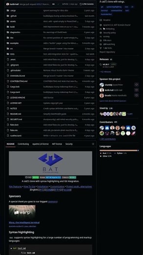 Bat - Cat Command With Syntax Highlighting 🦇 #shorts #coding #terminal
