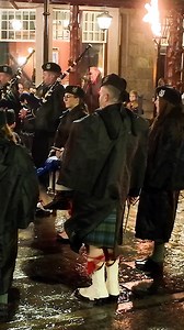 Ballater Pipe Band, led by Pipe Major James Cooper, playing 'Highland Cathedral' as they entertained guests outside the Fife Arms in the centre of Braemar. This was a special performance for Burns Night, held on Saturday 24th January 2026. They were playing outside the entrance with a warming fire display by members of the Scottish fire team PyroCeltica. #ballaterpipeband #fifearmsbraemar #pyroceltica #HighlandCathedral | Scotland's Pipe Bands