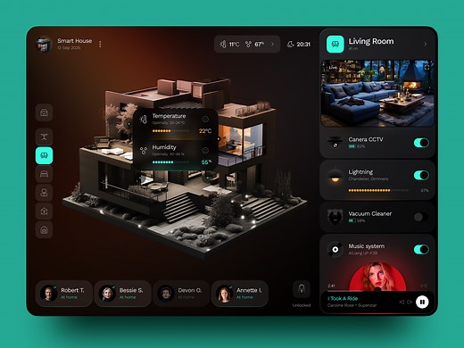 Smart Home Control Dashboard - 3D  Interface