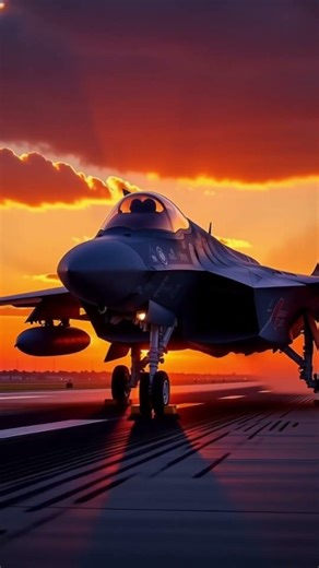 4K F-22 Raptor Deep Sunset Runway Power 🌅🔥 | Cinematic Jet Short