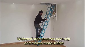 Attic Ladder Pull Down System, 10.85Ft Wall Mounted Folding Pull Down Attic Stairs, 900 LBS Load Capacity, 12 Steps Al-Mg Alloy Retractable Attic Stairs for Attics, Basements, Warehouse