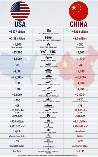 China vs USA Military Comparison | Defense Strength Comparison