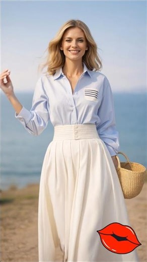 👗4050 "입는 순간 분위기 여신!" ✨ 얼굴에 형광등 켜주는 화사한 봄 블루 셔츠 & 스커트 코디 #중년패션 #데일리룩코디 #봄코디 #ootd