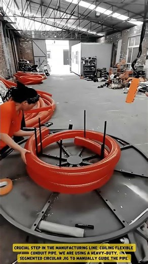 Coiling plastic pipes using a manual winding frame - Good Tools and Machinery in Daily Work