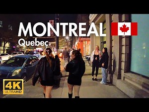 MONTREAL QUEBEC NIGHTLIFE | DOWNTOWN MONTREAL CANADA WALKING TOUR 4K